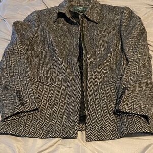 Ralph Lauren Black and White Herringbone Blazer